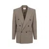 Saint Laurent Double-breasted Wool Jacket With Peak Lapel In Brown