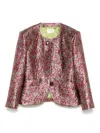 Saint Laurent Crew Neck Long Sleeve Casual Jacket In Pink