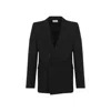 Saint Laurent Double-breasted Satin-trimmed Wool Blazer In Black