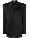 Saint Laurent Double-breasted Wool Blazer In Black