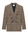 Saint Laurent Jacket In Prince Of Wales Silk And Cashmere In Multi
