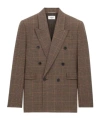 Saint Laurent Wool-cashmere Double-breasted Jacket In Brown