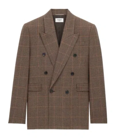 SAINT LAURENT JACKET IN PRINCE OF WALES WOOL