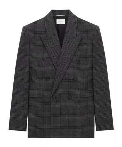 SAINT LAURENT SAINT LAURENT DOUBLE-BREASTED CHECKED BLAZER