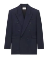 Saint Laurent Wool Blazer Double-breasted Chest Pocket In Blue