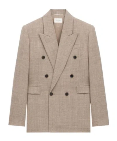 Saint Laurent Jacket In Wool In Brown