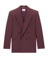 Saint Laurent Wool Double-breasted Blazer In Bordeaux
