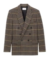 Saint Laurent Double-breasted Check Pattern Long Sleeve Jacket In Multi