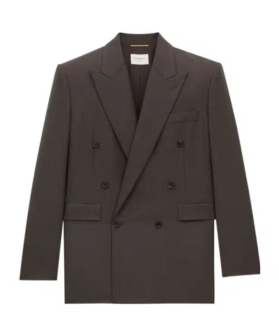 Saint Laurent Jacket In Wool Chiné In Brown