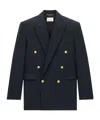 Saint Laurent Jacket In Wool Chiné In Marine