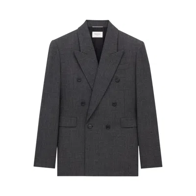 Pre-owned Saint Laurent Jacket In Wool 'gris Chine' | Grey | Men's Size 52 In Gray