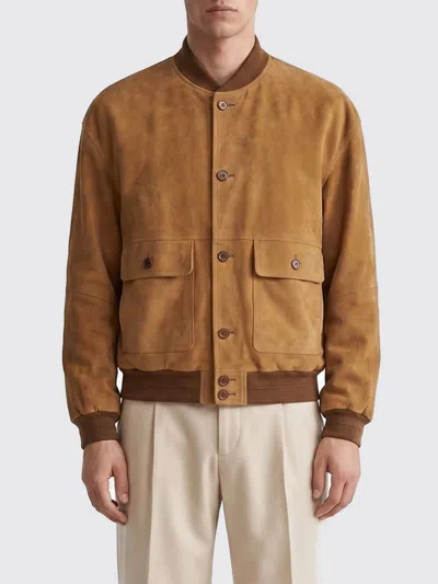Saint Laurent Suede Bomber Jacket In Brown