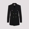 Saint Laurent Double-breasted Wool Jacket Notched Lapels In Noir