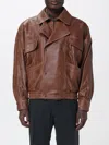 Saint Laurent Collared Bomber Jacket Featuring Elasticated Hem In Brown
