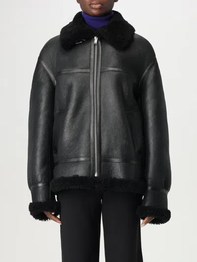 Saint Laurent Leather Bomber Jacket In Noir