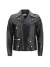 Saint Laurent Black Biker Jacket With Zipped Pockets In Smooth Leather Man