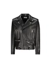 Saint Laurent Black Biker Jacket With Zipped Pockets In Smooth Leather Man