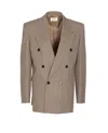 Saint Laurent Beige Double-breasted Jacket With Peak Revers In Wool Woman