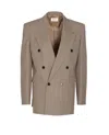 Saint Laurent Beige Double-breasted Jacket With Peak Revers In Wool Woman