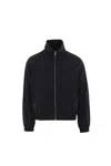 Saint Laurent Black Jacket With High Neck And Logo Lettering On The Front In Tech Fabric Man