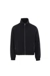 Saint Laurent Black Jacket With High Neck And Logo Lettering On The Front In Tech Fabric Man