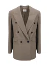 Saint Laurent Wool Blazer In Brown