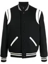 Saint Laurent Men Teddy Varsity Bomber Jacket In Black