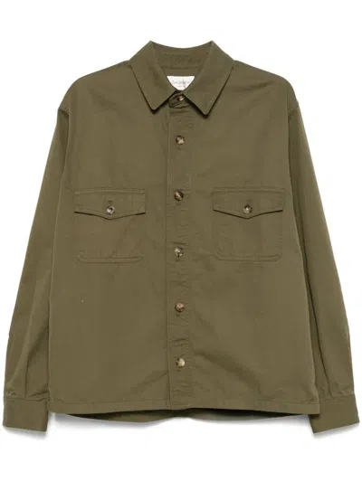 Saint Laurent Cotton Shirt Jacket In Green