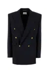Saint Laurent Wool Blazer With Structured Shoulders And Gold Buttons