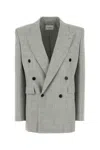 Saint Laurent Lapels Wool Blazer Notched In Gray
