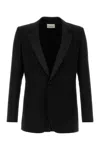 Saint Laurent Wool Blazer With Back Vent And Front Pockets In Black