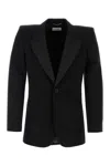 Saint Laurent Slim-fit Satin-trimmed Grain De Poudre Wool Tuxedo Jacket In Black