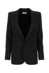 Saint Laurent Womans Black Gabardine Single-breasted Blazer In Black