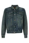 Saint Laurent Blue Slim Jacket With Patch Pockets In Denim Man In Blue