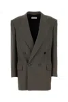 Saint Laurent Wool Gabardine Jacket In Grey