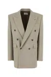 Saint Laurent Double-breasted Wool Blazer Peak Lapels In Neutral