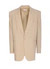 Saint Laurent White Single-breasted Jacket With Peak Revers In Wool Woman In Beige