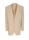 Saint Laurent White Single-breasted Jacket With Peak Revers In Wool Woman In Beige