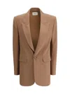 Saint Laurent Tailored Single-breasted Blazer Back Slit In Beige