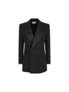 Saint Laurent Women Black Grain De Poudre Wool Tuxedo Jacket In Black
