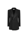 Saint Laurent Women Black Grain De Poudre Wool Tuxedo Jacket In Black