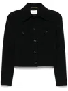 Saint Laurent Long-sleeved Wool Casual Jacket In Black