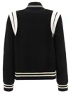 Saint Laurent Teddy Leather-trimmed Recycled Wool-blend Bomber Jacket In Black
