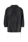 Saint Laurent Cassandre Anorak Oversized Hooded Coat In Black