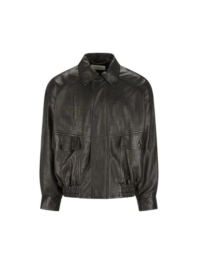 Saint Laurent Bomber Jacket In Bubbled Lambskin With Zip Clothing In Black