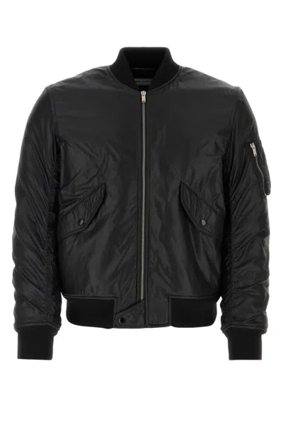 Saint Laurent Zip-up Bomber Jacket In Black