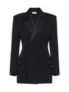 Saint Laurent Leger Armure Double-breasted Blazer In Black