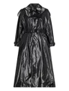 Saint Laurent Patent Double-breasted Coat In Black