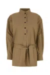 Saint Laurent Beige Cotton Tunic In Brown