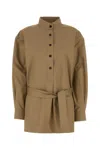 Saint Laurent Beige Cotton Tunic In Brown
